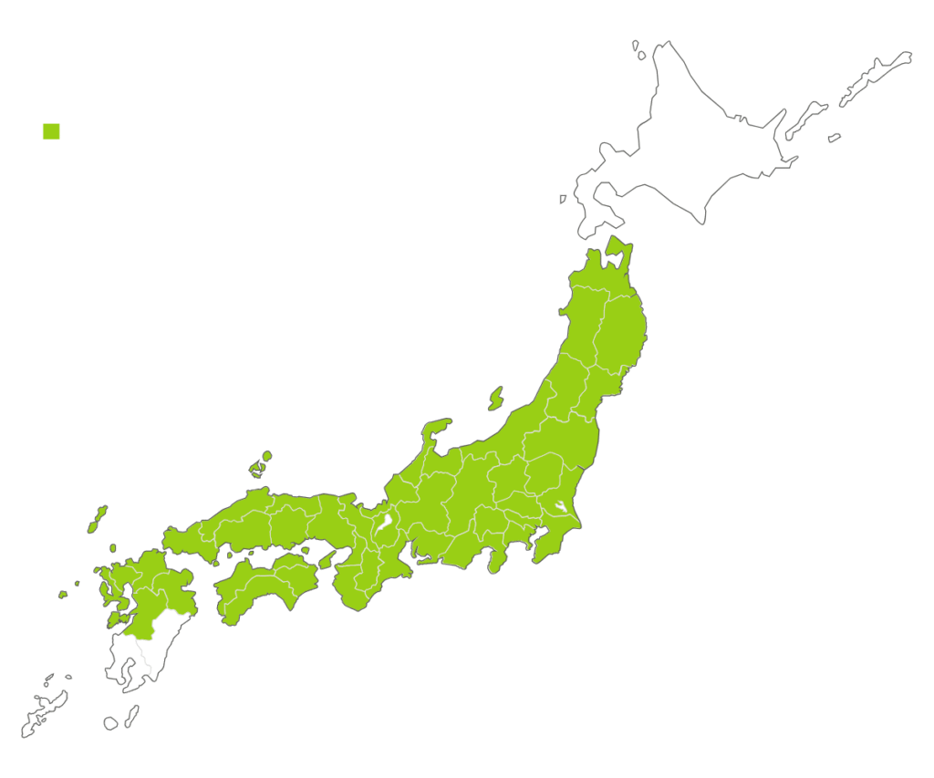 つくりおきjpの配達エリア(2025年5月時点)